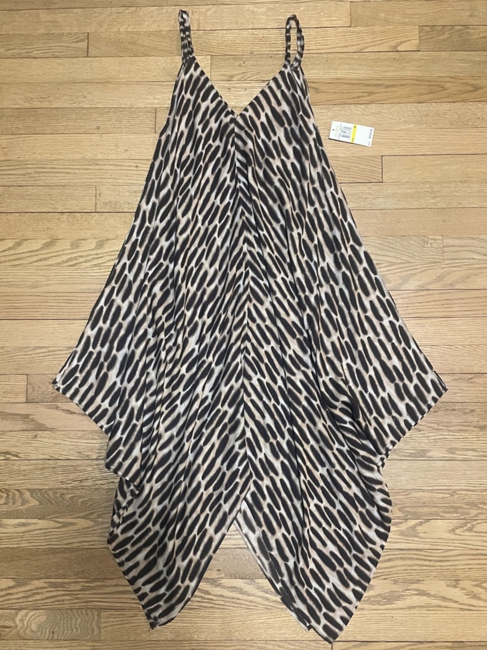 Michael Kors Leopard Print Kaftan, CoverUp, Handkerchief Hem Silk Dress - Sz M